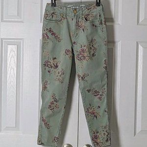 SEVEN7 Women's High Rise Ankle Skinny Jeans  Size 6  Green Floral Print
